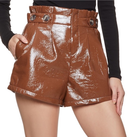 🎉5 for $40 🎉 Haute Monde Faux Leather Shorts Women Size S Brown - Picture 1 of 9